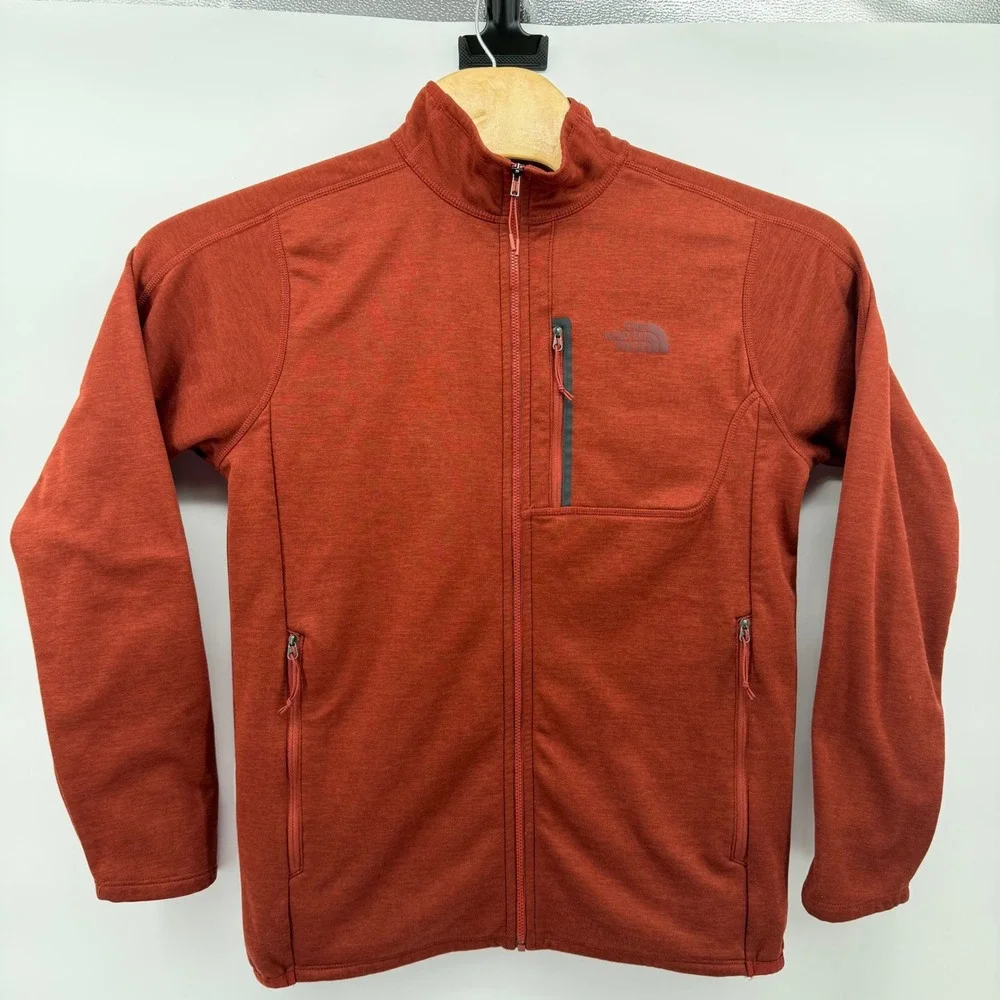 The North Face Mens Medium‎ Rust Red Fleece Full Zip Jacket Long Sleeve